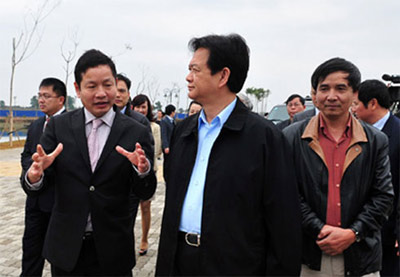 Thủ tướng Nguyễn Tấn Dũng đến thăm khu công nghệ cao Hòa Lạc ngày 13/2.