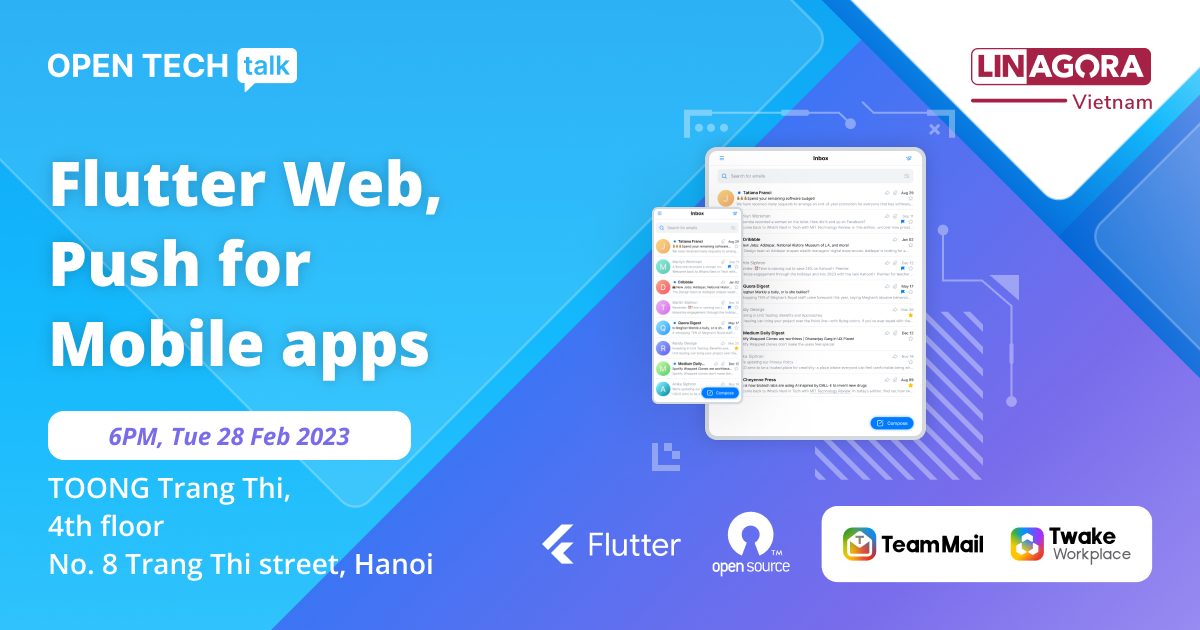Hội viên của VFOSSA: LINAGORA VIETNAM tổ chức Opentech Talk với chủ đề "Flutter Web, push for mobile apps"