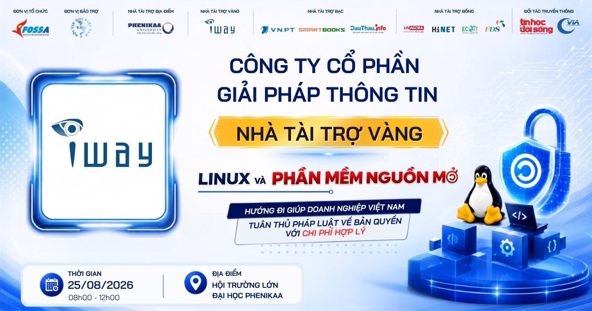 Công ty iWay đồng hành cùng sự kiện Linux & Phần mềm Nguồn mở với vai trò Nhà tài trợ Vàng