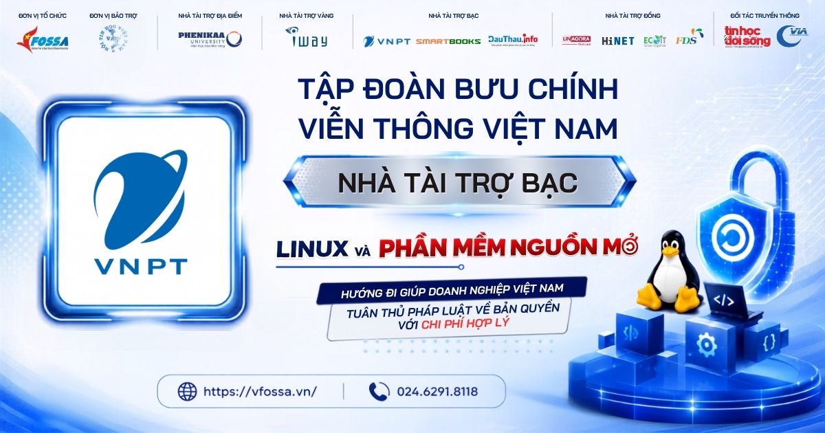 VNPT đồng hành cùng sự kiện Linux và Phần mềm nguồn mở với vai trò Nhà tài trợ Bạc